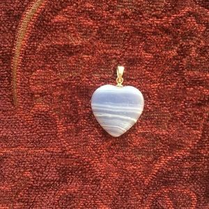 Blue banded agate heart pendant
